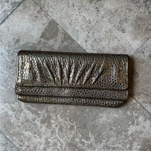 Lauren Merkin Gold Textured Zippered Clutch